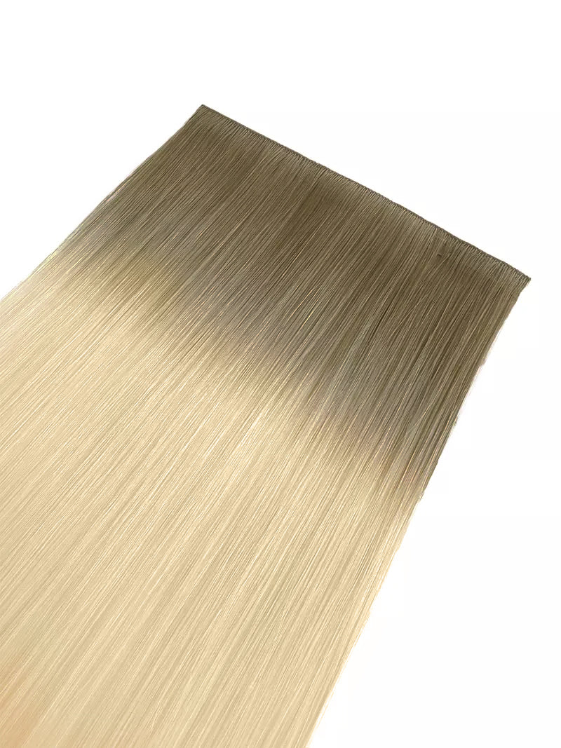 Rooted Champagne Blonde Invisible Tape In Weft-100% Virgin Hair