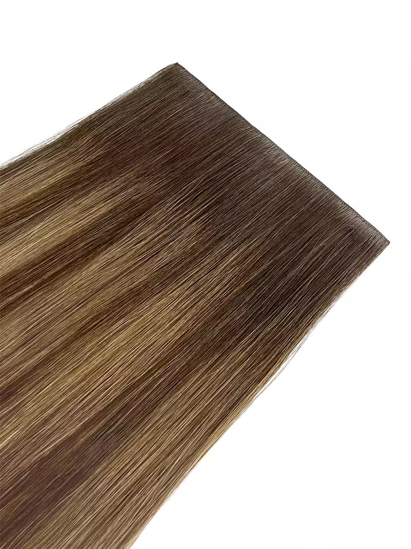 Chestnut Brown Balayage Invisible Tape In Weft-100% Vigin Hair