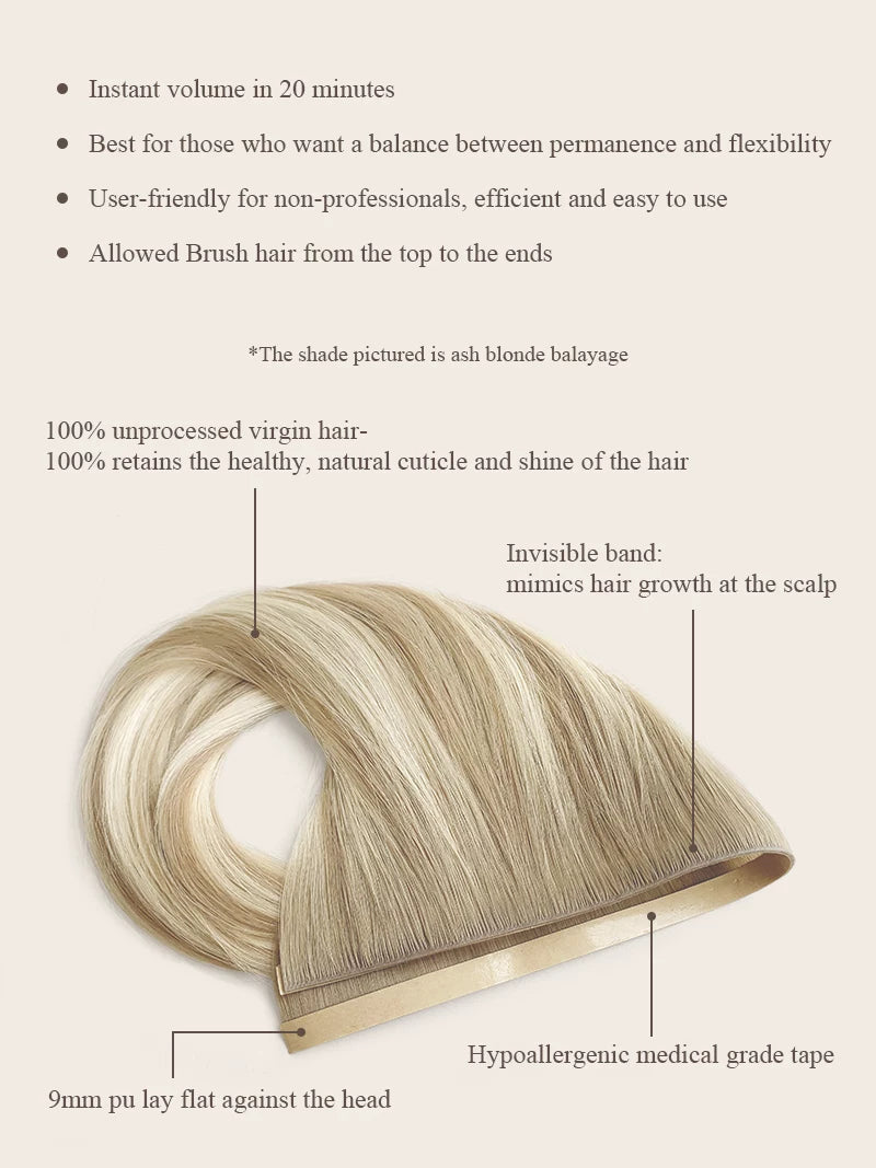 Natural Bronde Balayage Invisible Tape In Weft-100% Vigin Hair